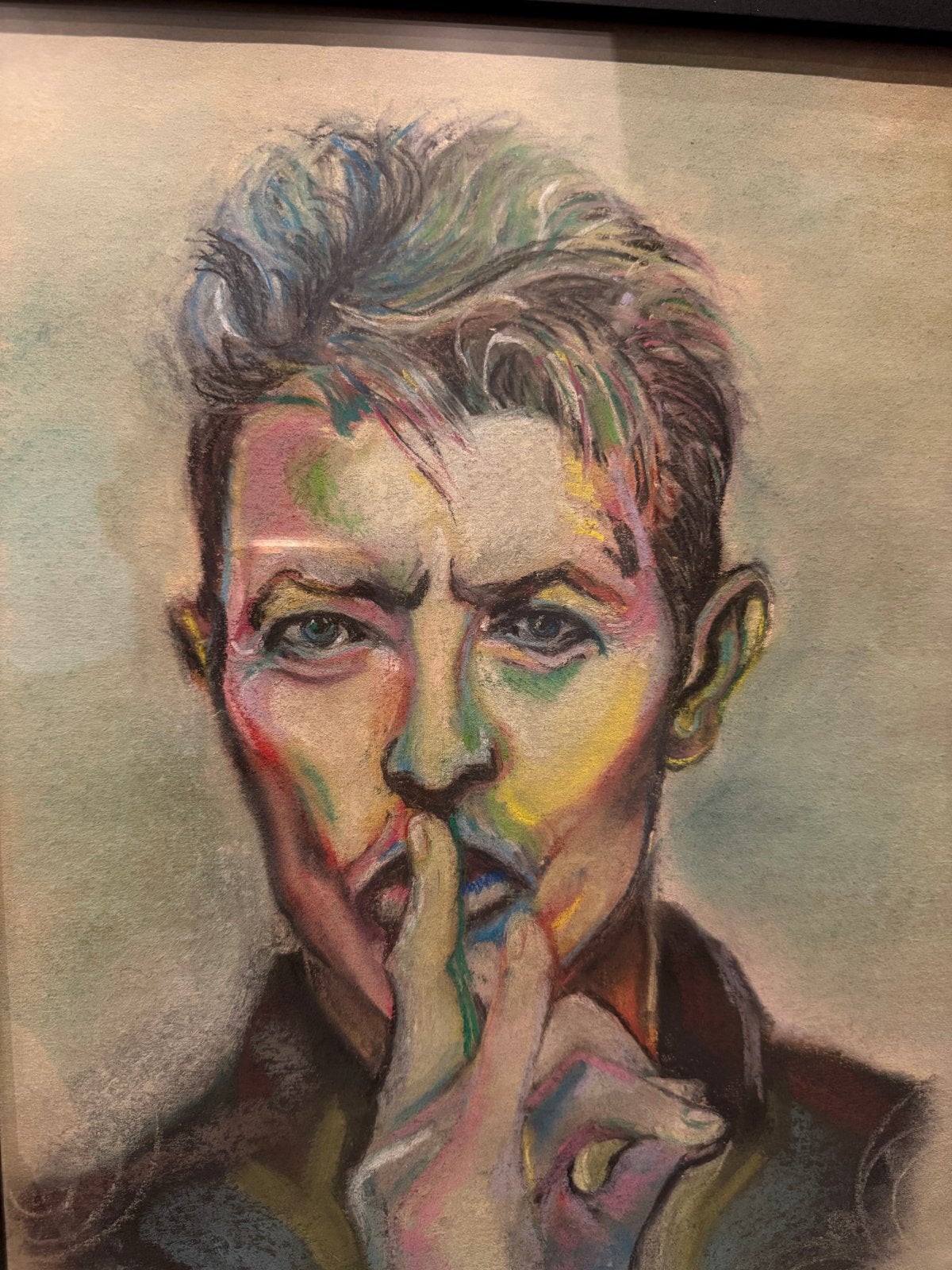 David Bowie Portret - Pastel op papier, ingelijst, Antiek en Kunst, Pastel, Papier/karton, Ophalen of Verzenden, Gesigneerd