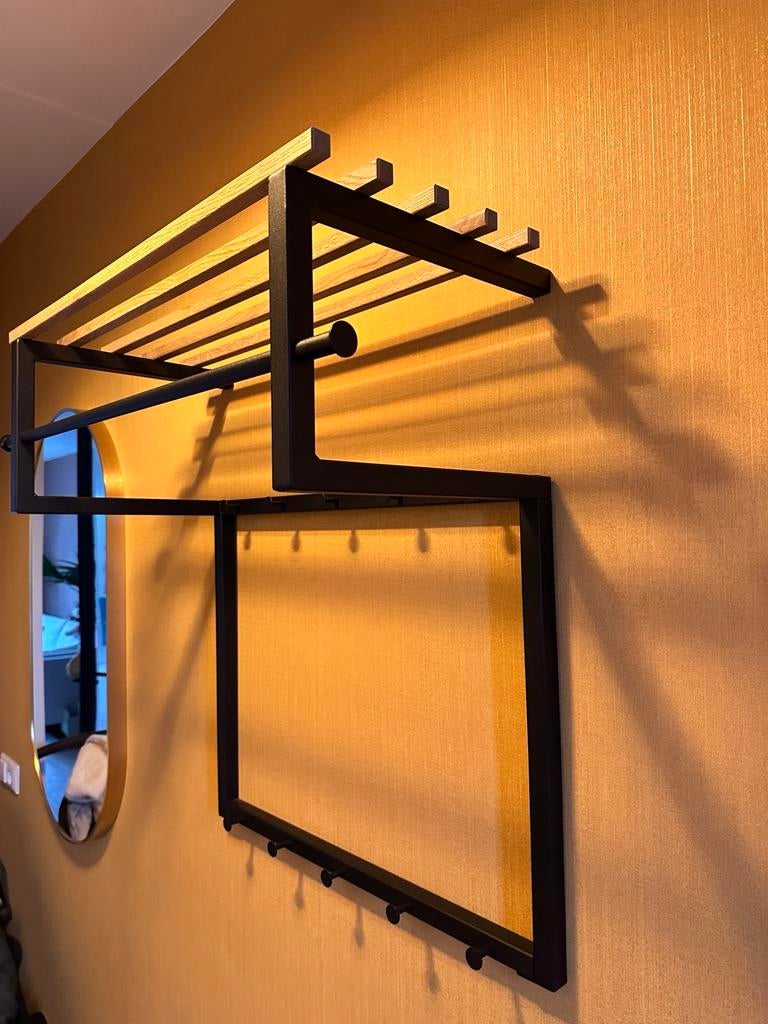Spinder Design Rizzoli wandkapstok staal/eiken 76x76x34 cm, Ophalen of Verzenden, Zo goed als nieuw
