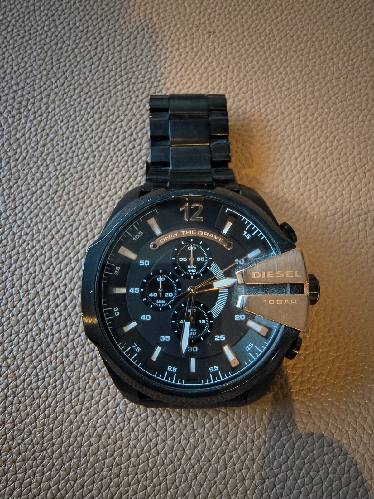 Diesel Only The Brave Herenhorloge - Zwart Staal, Ophalen of Verzenden, Gebruikt, Staal, Overige merken
