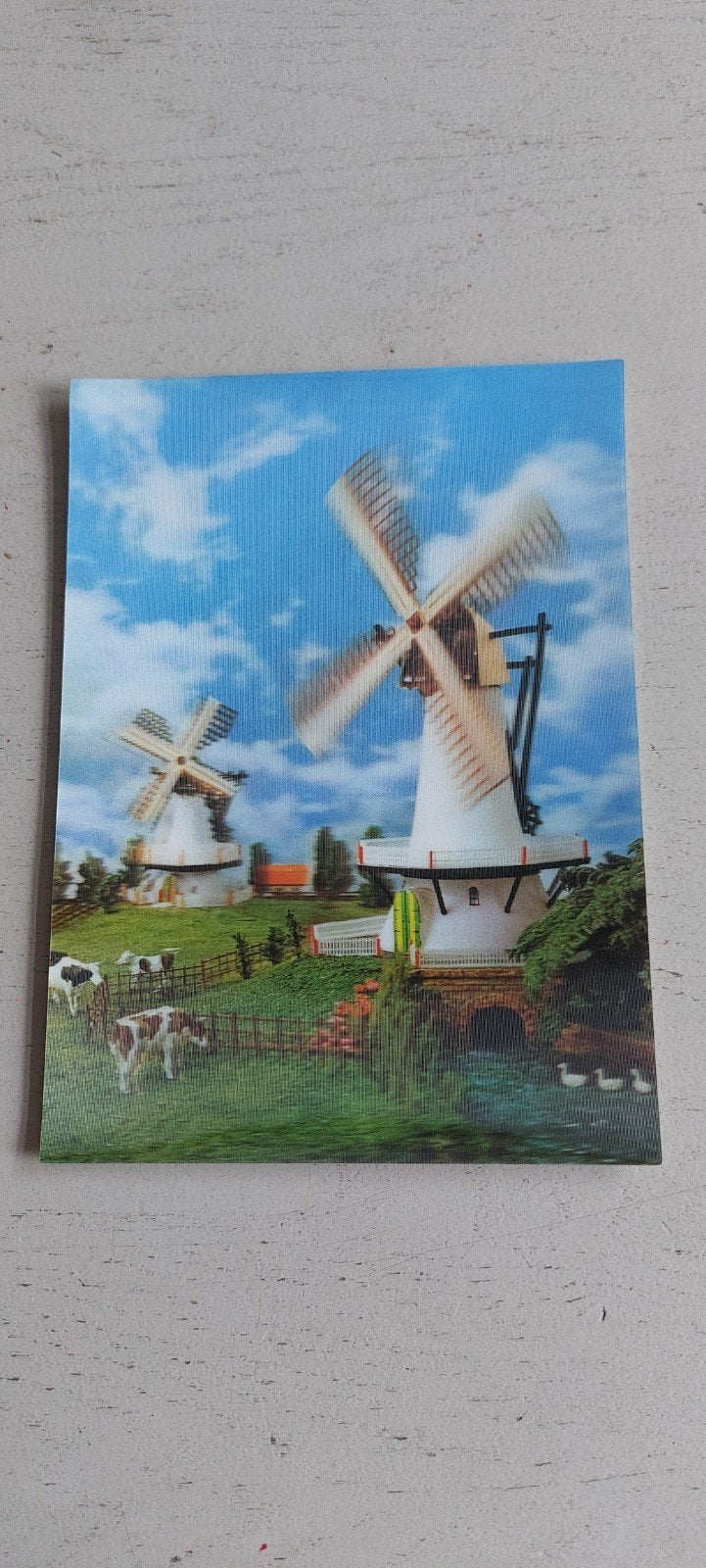 Vintage 3D Ansichtkaart: Molen, Weiland en Koeien, Ophalen of Verzenden, 1980 tot heden, Ongelopen