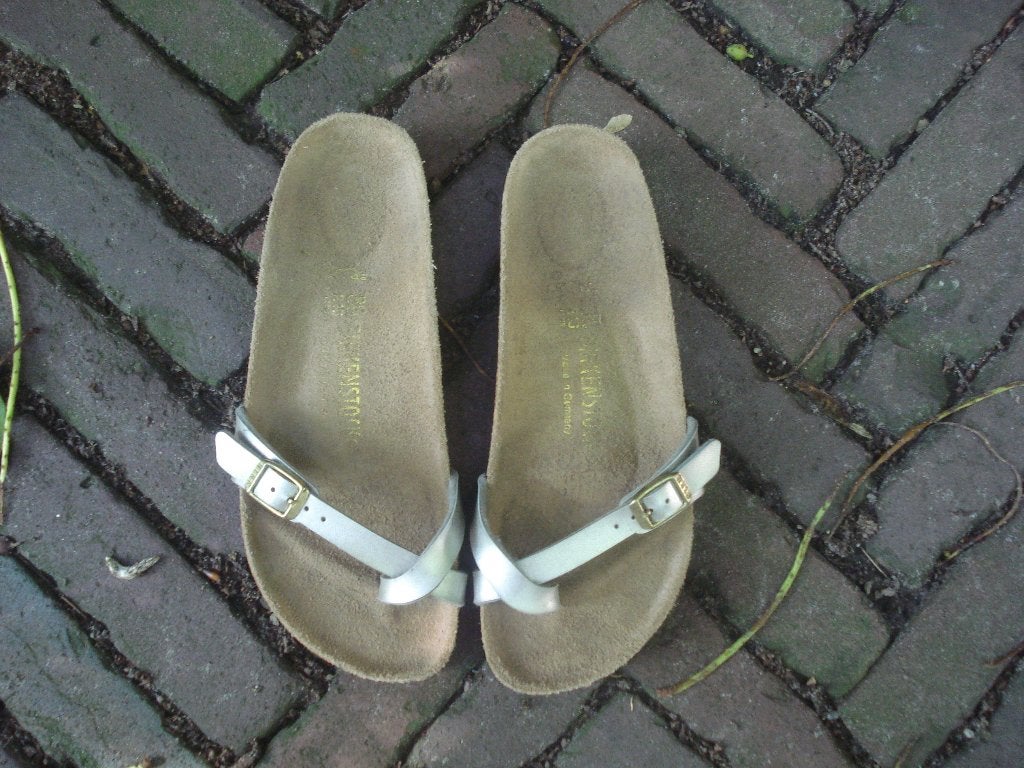 GRATIS VERZENDEN PIAZZA BIRKENSTOCK BRONS GOUD MT 38, Slippers, Overige kleuren, Verzenden, Zo goed als nieuw
