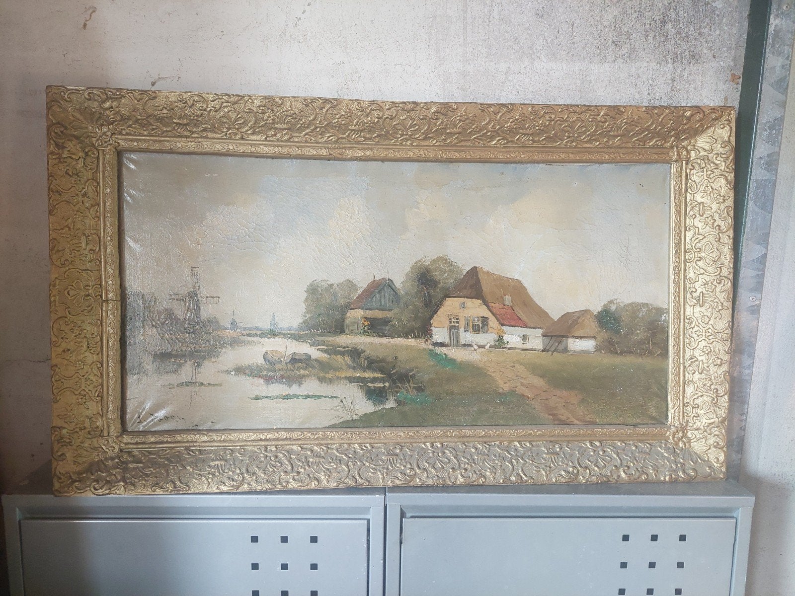 Oud Hollands Landschap met Molen en Boerderij, Ophalen, Doek, Oud hollands, Landschap