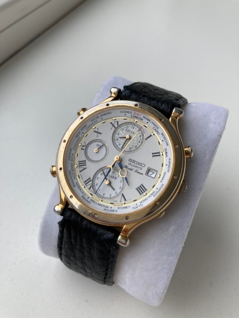 Seiko World Timer, Sieraden, Tassen en Uiterlijk, Horloges | Heren, Polshorloge, Ophalen of Verzenden, Overige materialen, Seiko