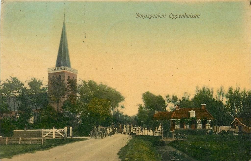701-129-017 Oppenhuizen Dorpsgezicht, Verzenden, Voor 1920, Friesland