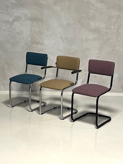 Retro sledestoelen nieuw eettafelstoelen lichtblauw prijs ps, Metaal, Blauw, ., Vintage