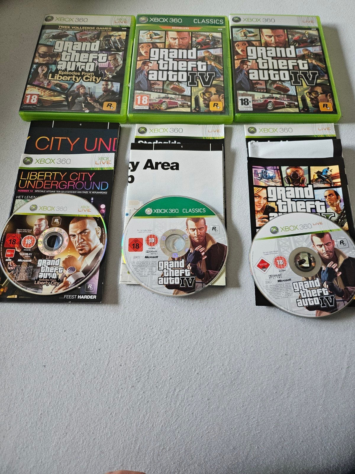 3 x Grand Theft Auto Xbox 360 (cib), Avontuur en Actie, Online, Vanaf 18 jaar, 1 speler