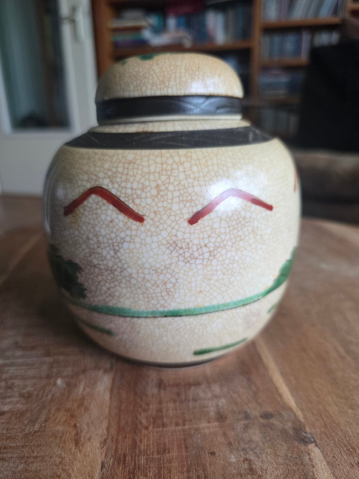 Chinese vintage gemberpot – krijgers te paard – 14 cm, Ophalen of Verzenden