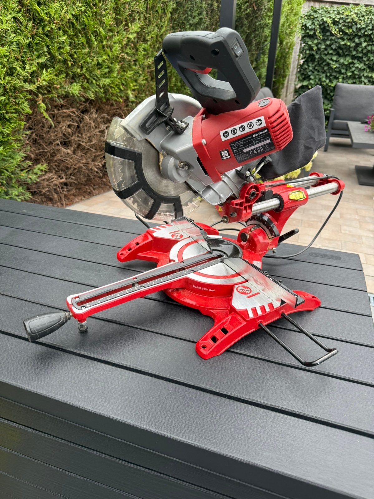Einhell TC-SM 2131 Dual Radiaal Afkort Verstek + nieuw blad, Gebruikt, Ophalen of Verzenden, Afkortzaag, 30 tot 70 mm