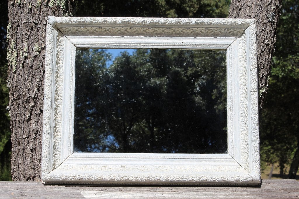 Brocante - Serie warme witte spiegels!, Ophalen, Gebruikt, Minder dan 100 cm, Rechthoekig
