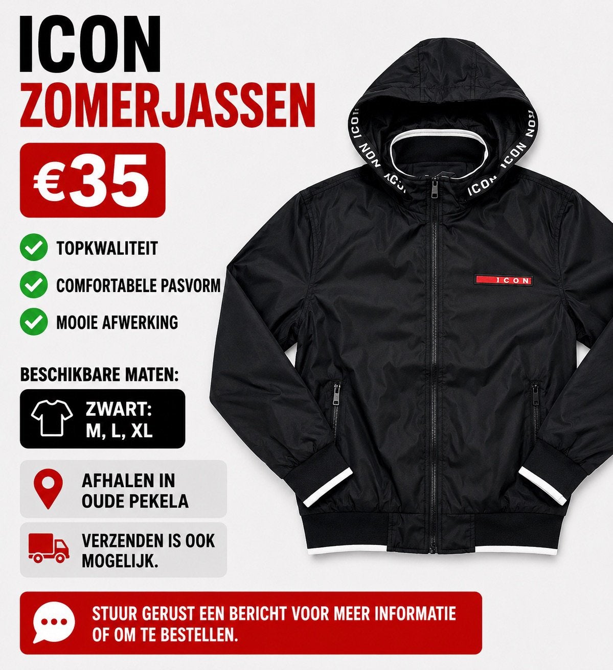 Icon zomerjassen, Kleding | Heren, Jassen | Zomer, Ophalen of Verzenden, Nieuw
