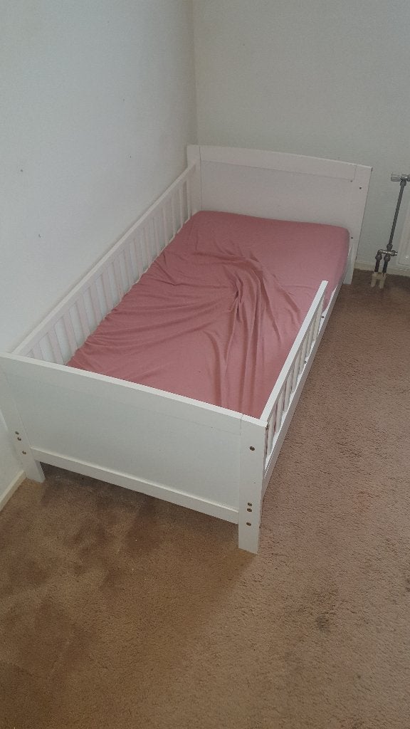 Wit kinderbed tot 6 jaar, Ophalen, Gebruikt, 70 tot 85 cm, 140 tot 160 cm