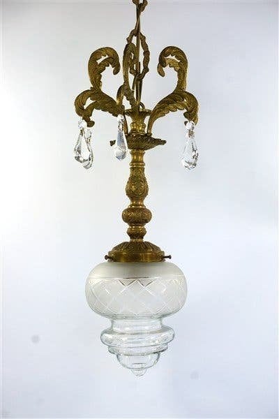 Antieke hanglamp kroonluchter glas, Gebruikt, Glas, Nvt, Nvt