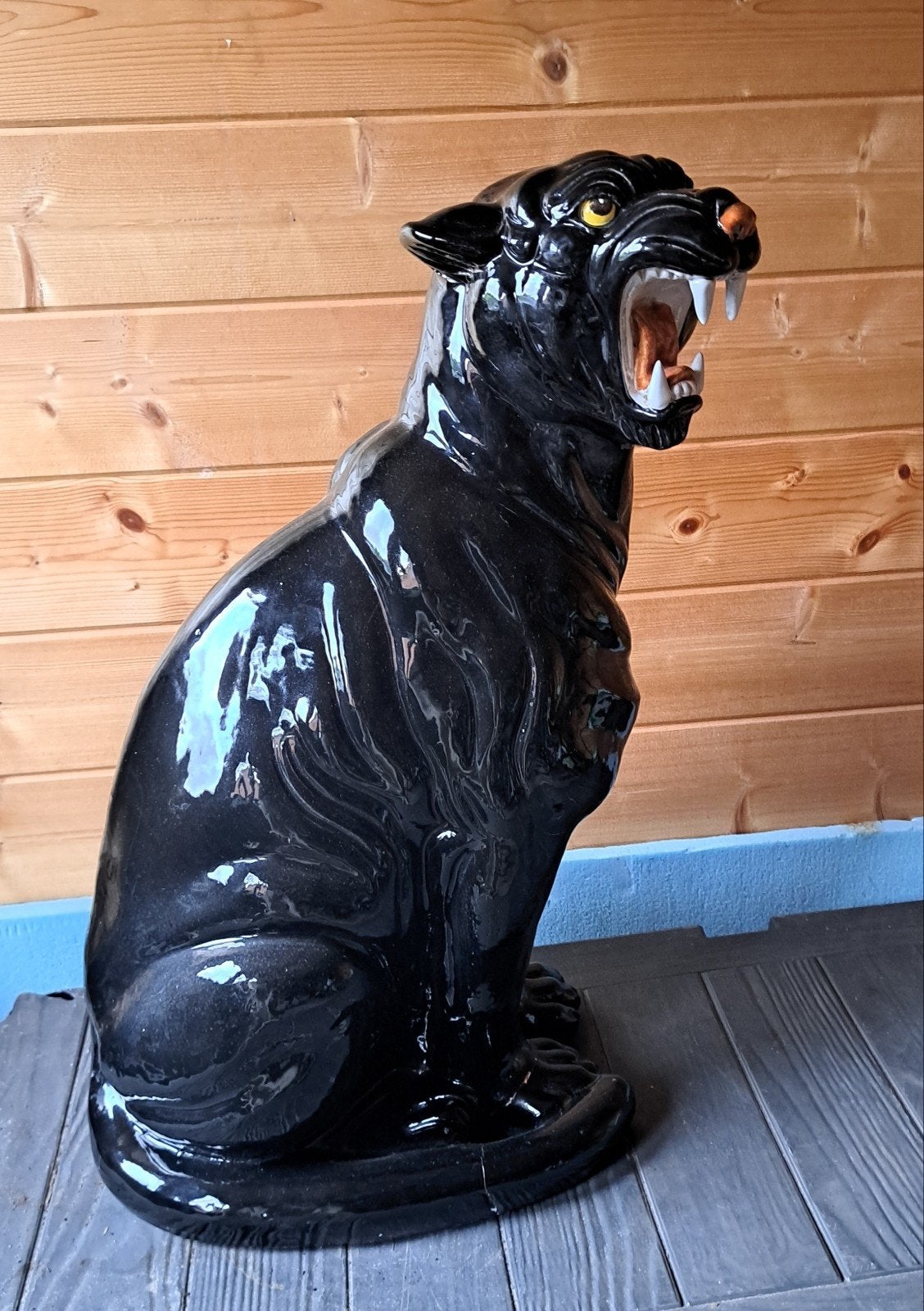Zwarte stenen tijger, 60 cm.hoog, Ophalen, Steen