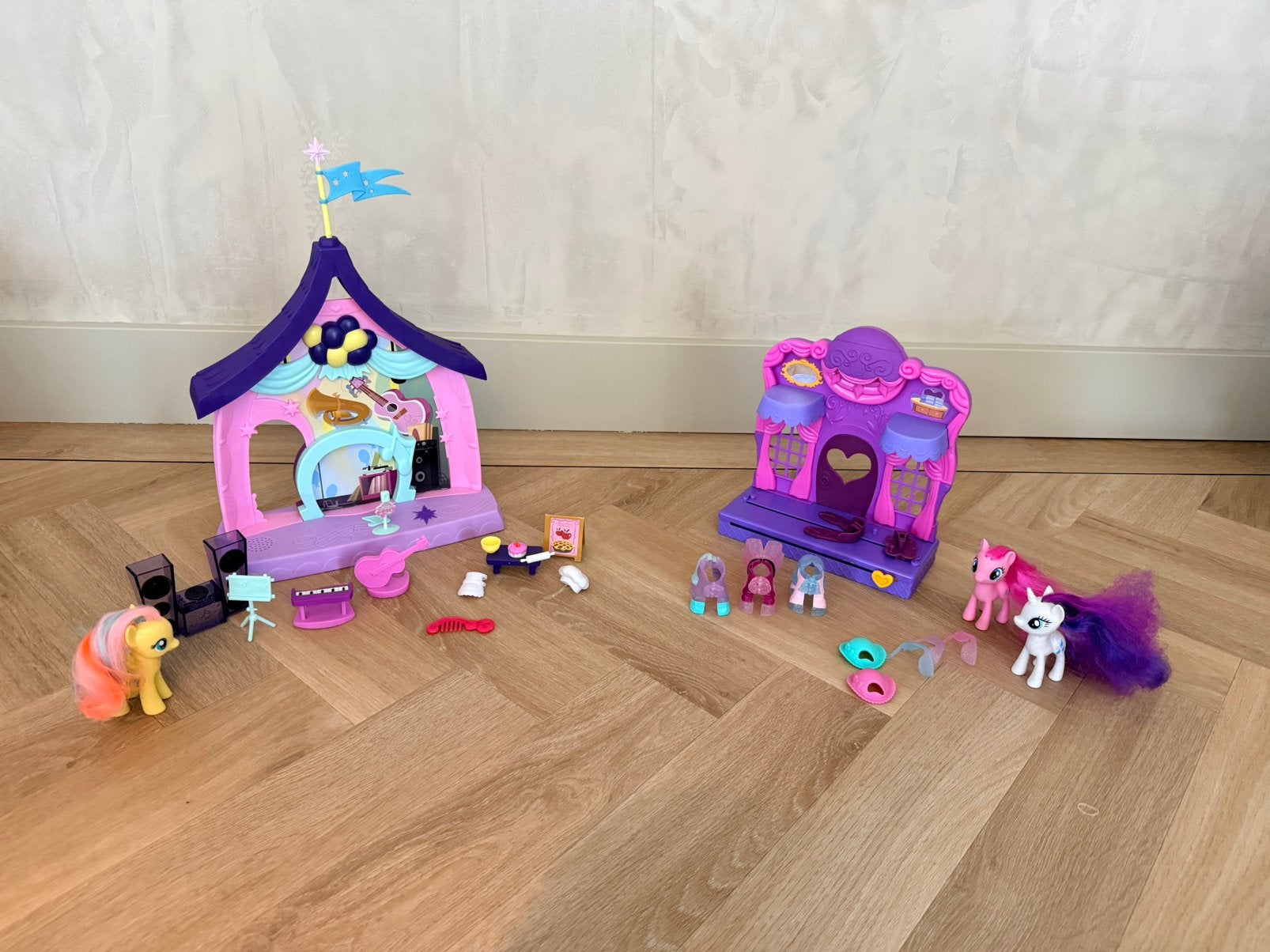 My Little Pony 2 speelsets met geluid en accessoires, Kinderen en Baby's, Speelgoed | My Little Pony, Ophalen of Verzenden, Gebruikt