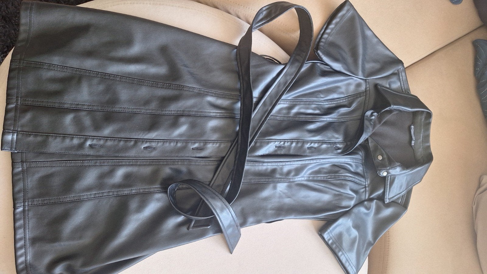 Imitatieleren jurk, Ophalen, Zwart, Zo goed als nieuw, Maat 34 (XS) of kleiner