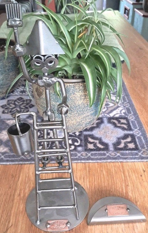 ijzeren moerenbeeldje schilder van STEELMAN 27.5 cm hoog, Verzamelen, Beelden en Beeldjes, Ophalen, Gebruikt, Overige typen