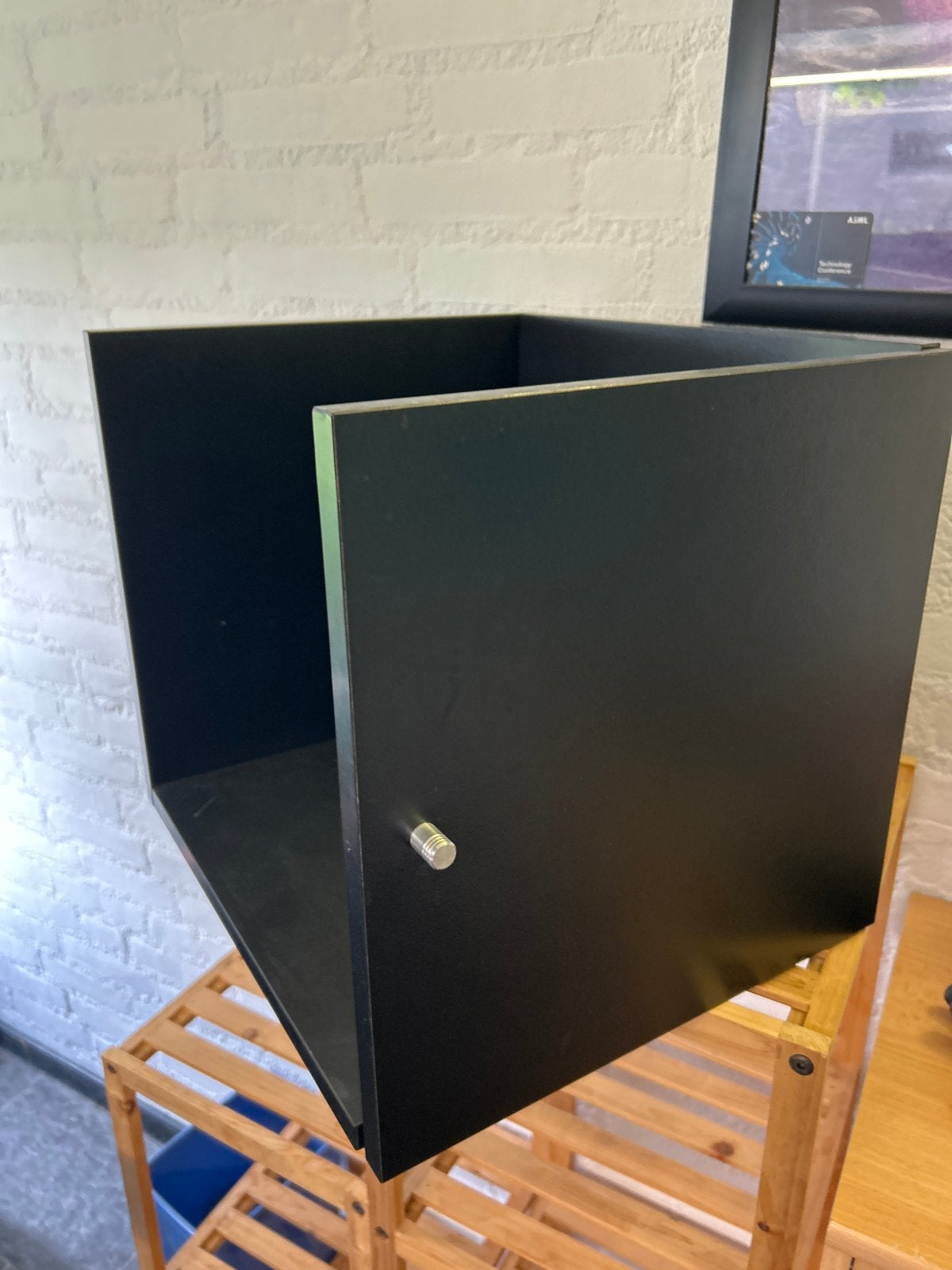 Zwart opbergvak/kubus met deur expedit ikea inzet, Ophalen of Verzenden, Gebruikt