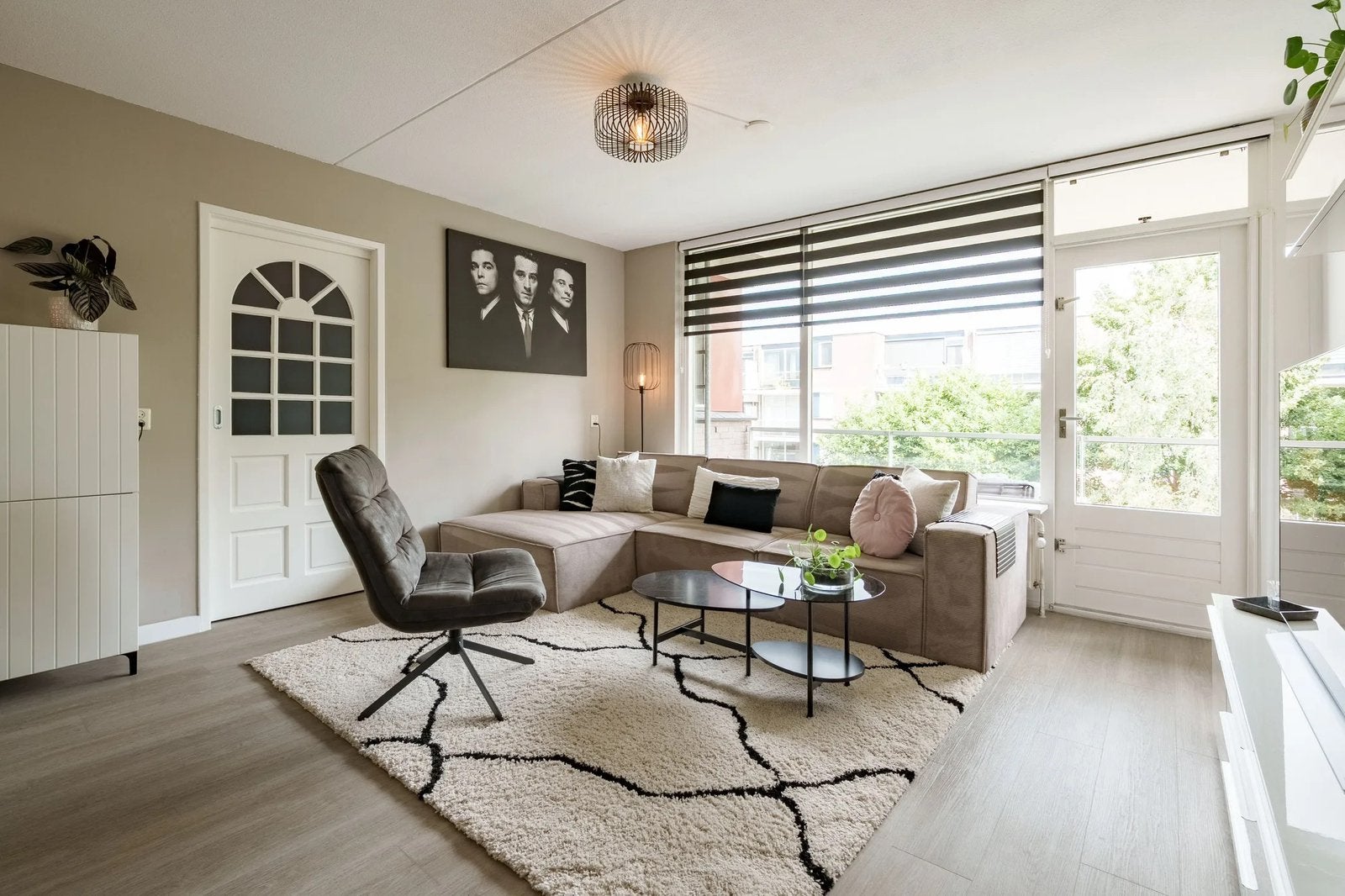 Beige rib bank, Huis en Inrichting, Ophalen, Zo goed als nieuw, Beige, Overige typen