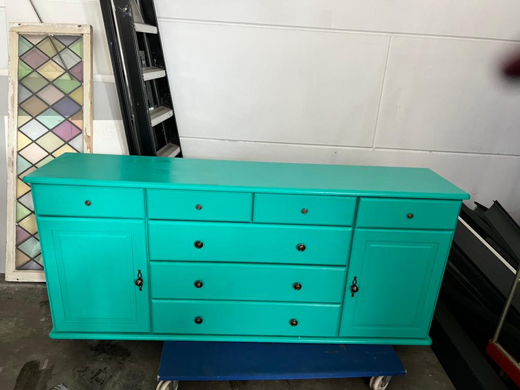 Leuk groen geschilderd dressoir, Ophalen, Gebruikt, 25 tot 50 cm, 150 tot 200 cm