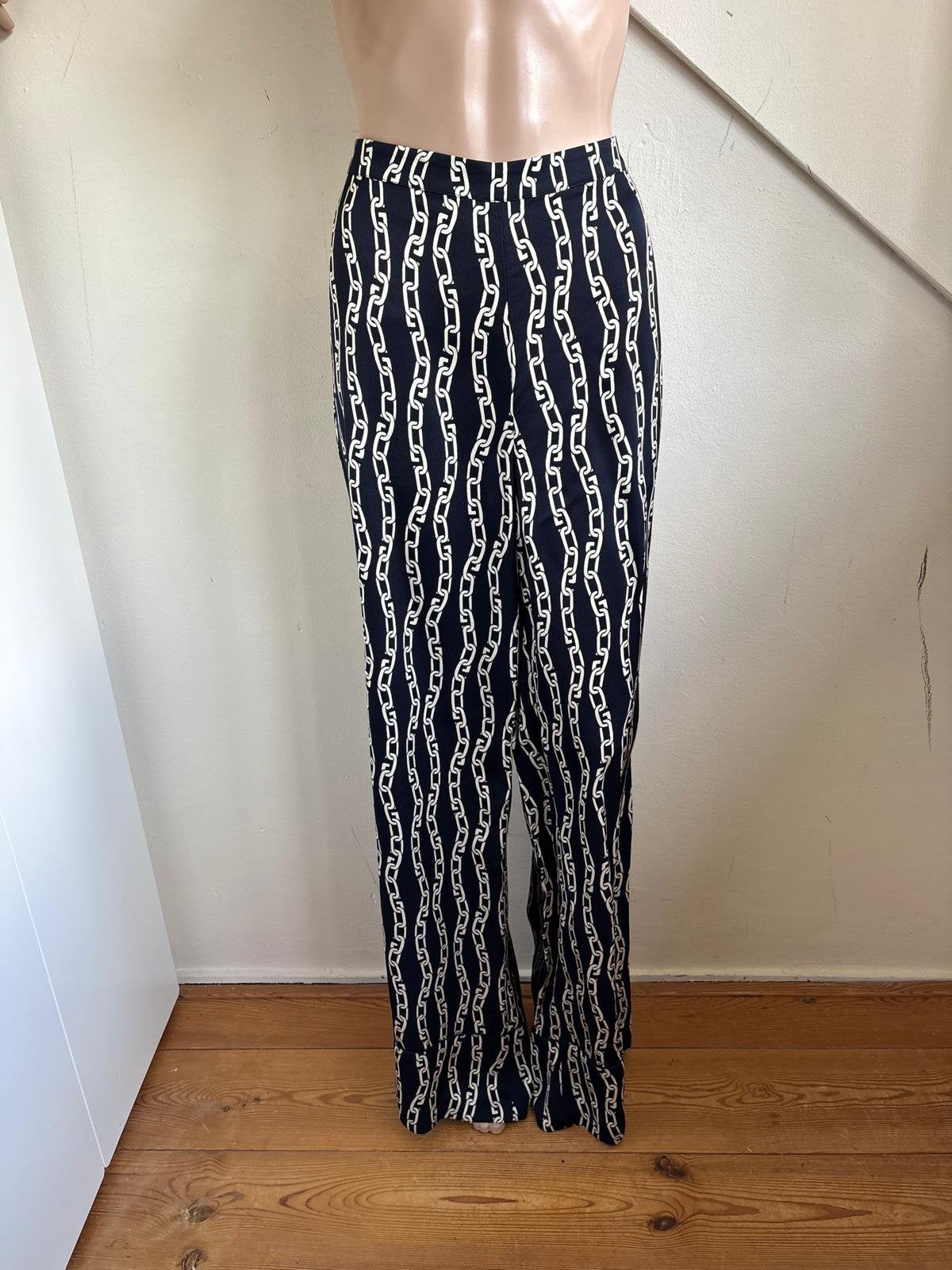 GANT broek wijde pijpen maat 42 L donkerblauw wit ketting, Blauw, Maat 42/44 (L), Ophalen of Verzenden, Zo goed als nieuw