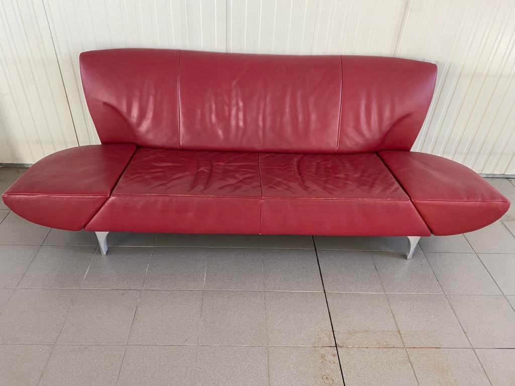 JORI Design Bank | Rood Leder | Belgische Designbank | 3, Ophalen, Gebruikt, 150 tot 200 cm, Onbekend