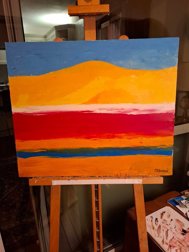 Strandleven Schilderij, Doek, Impressionistisch, Ophalen of Verzenden, Landschap