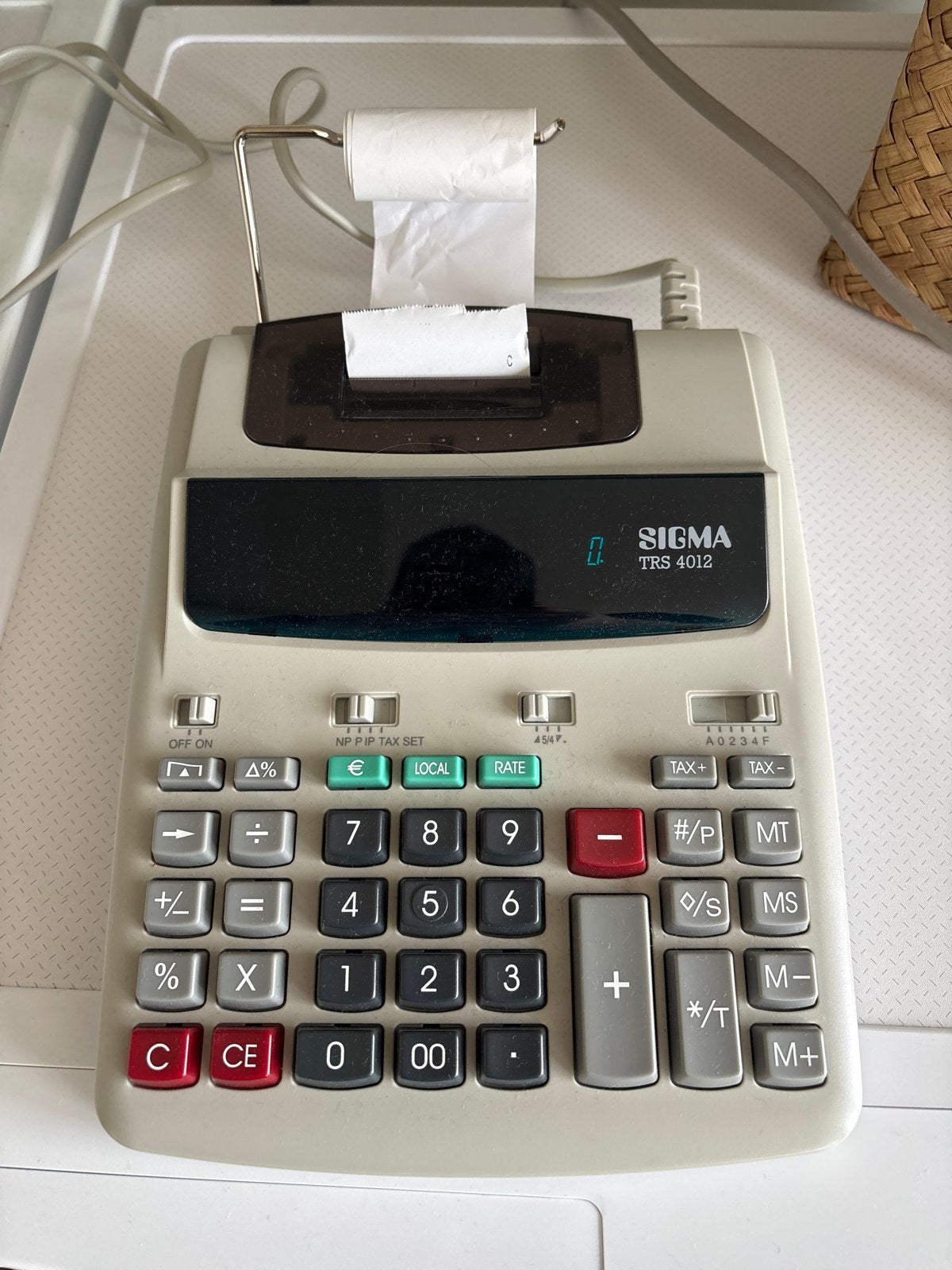 Rekenmachine Sigma TRS4012 met bon, Ophalen of Verzenden, Gebruikt
