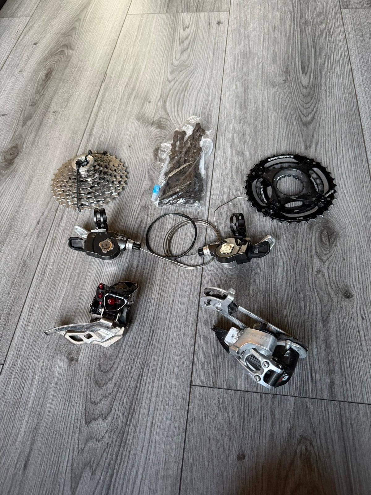 SRAM X0 2x9 MTB Andrijvingsset Shimano Raceface XC Group, Ophalen, Zo goed als nieuw, Mountainbike, Derailleur of Ketting
