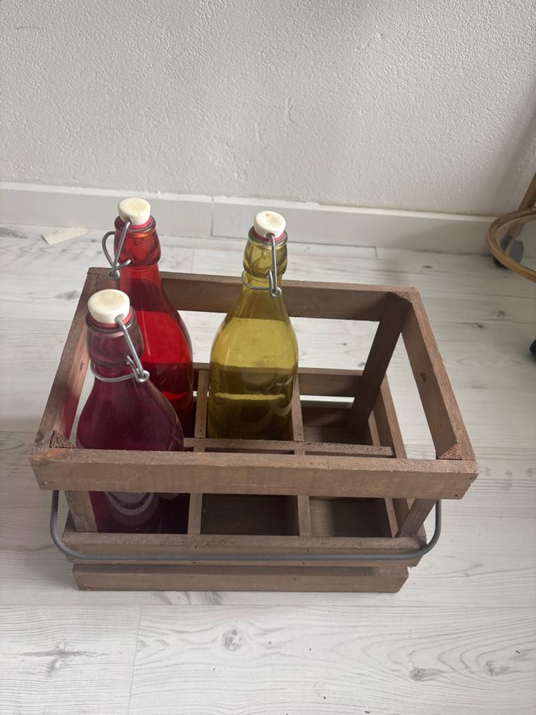 Houten flessenkrat (zonder flessen), Huis en Inrichting, Woonaccessoires | Kisten, Ophalen, Gebruikt, Overige houtsoorten, Minder dan 50 cm