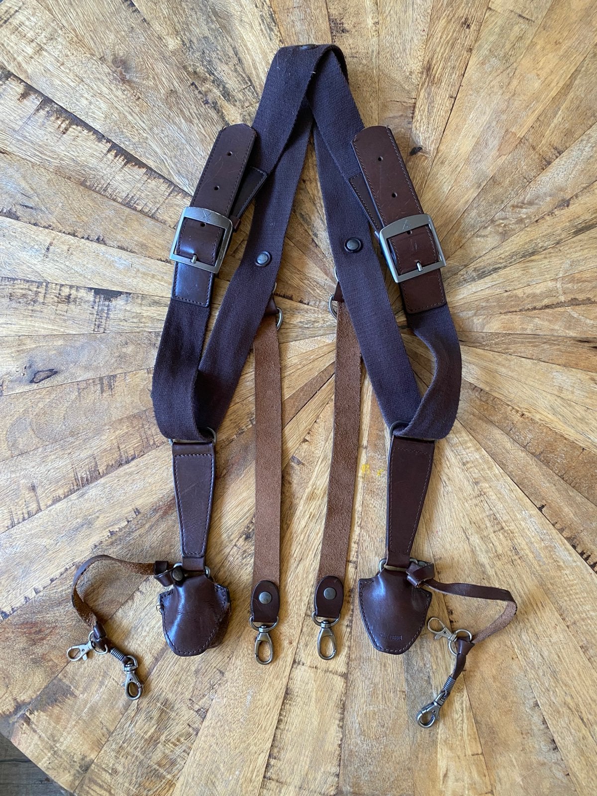 Cross Body Double Camera Strap | Echt Leer, Ophalen of Verzenden, Gebruikt