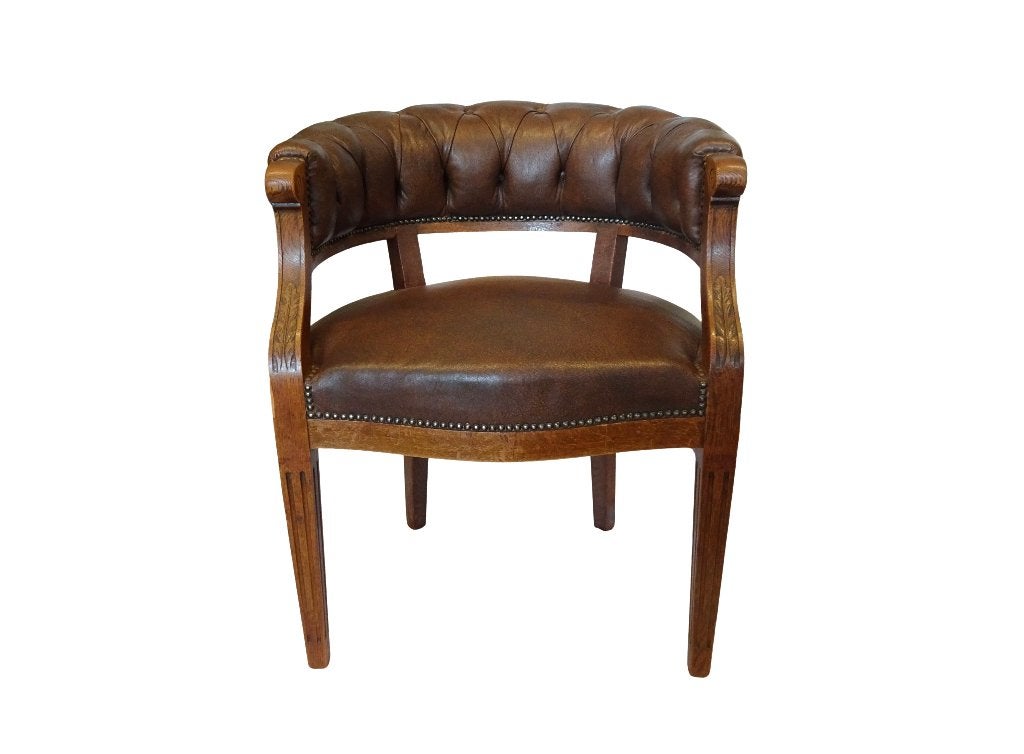 Veilinghuis Oranje BIEDEN GESTART Art Nouveau leren fauteuil, Ophalen