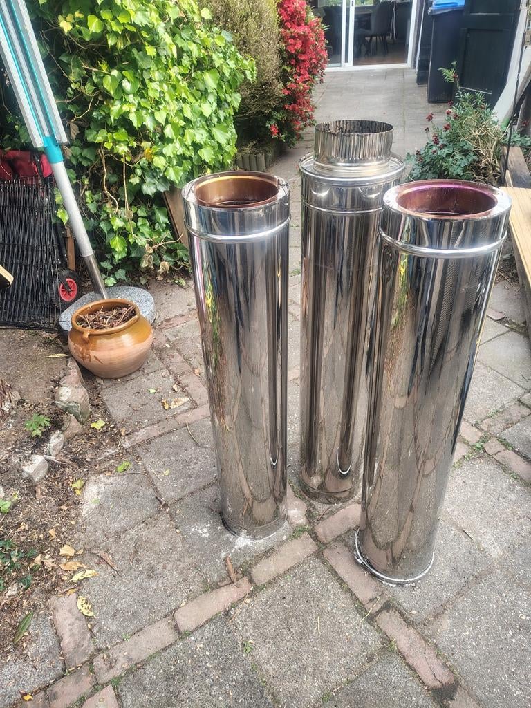 Geisoleerde RVS kachelbuis 3 meter, Ophalen, Gebruikt