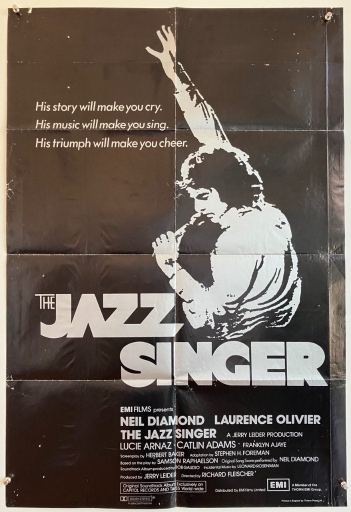 Jazz Singer (1981) - Neil Diamond - Originele filmposter, Verzamelen, Verzenden, Zo goed als nieuw, A1 t/m A3, Film en Tv