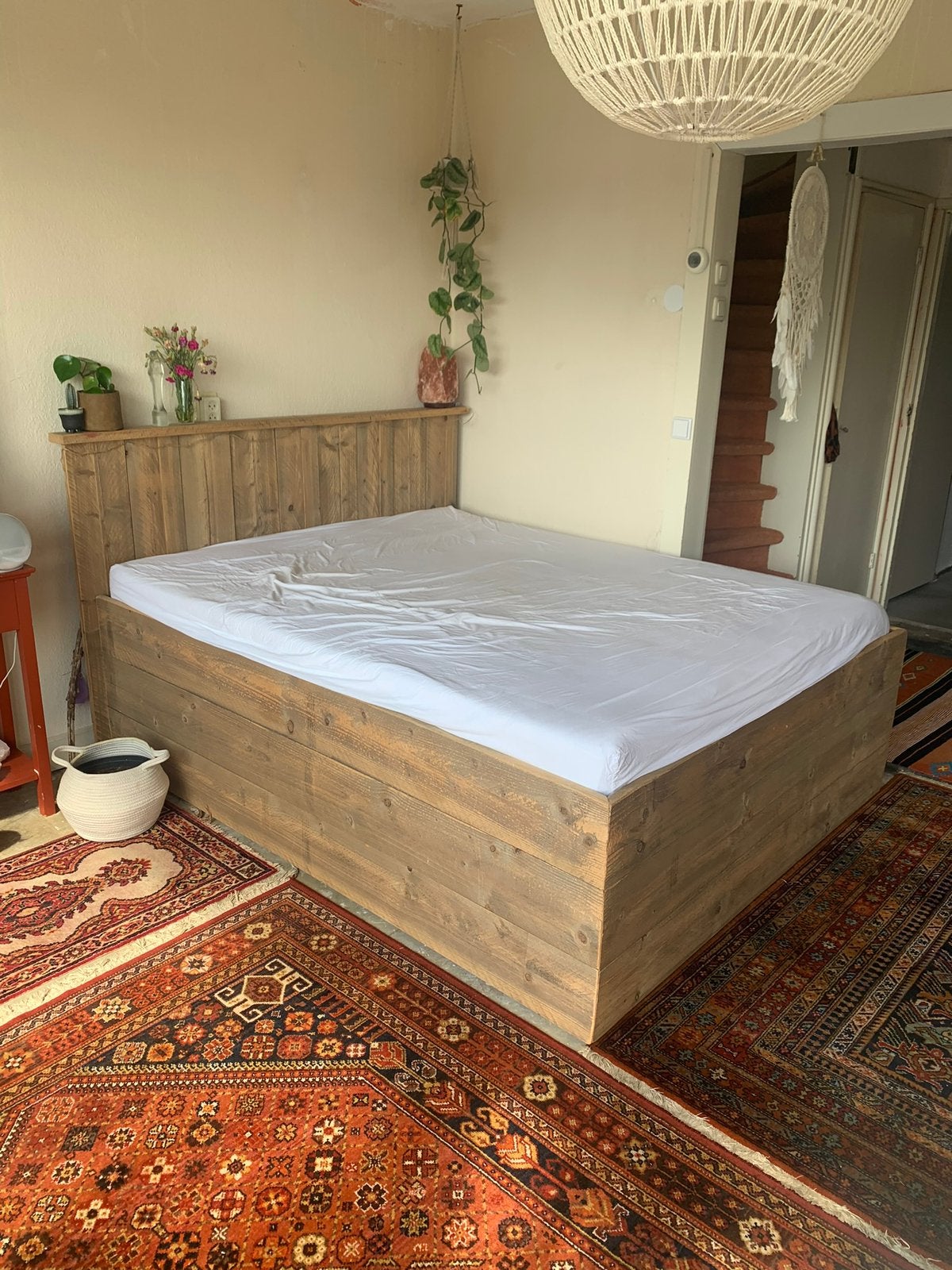 Stijgerhouten bed, Ophalen, Gebruikt, Steigerhout, Tweepersoons