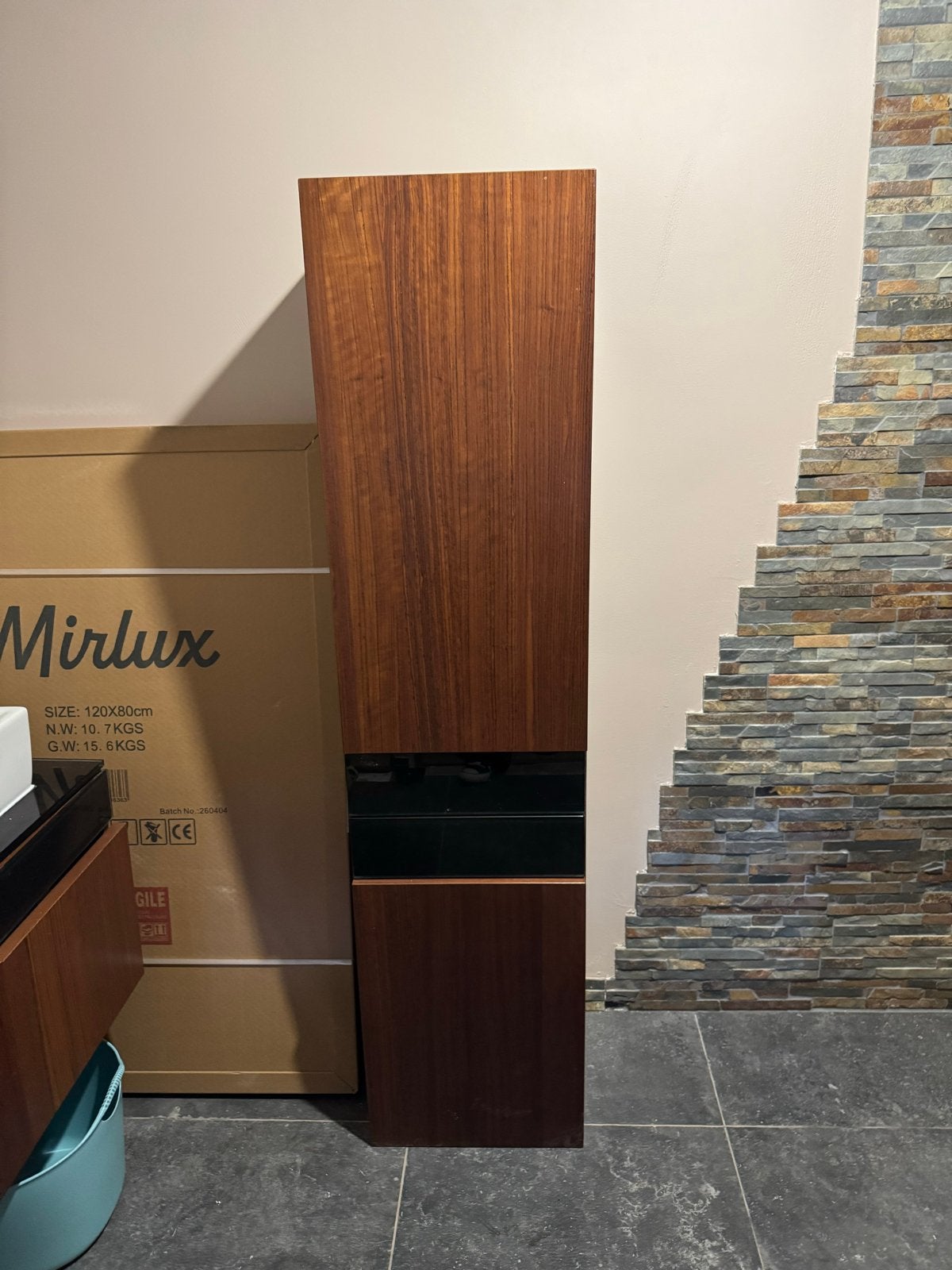 Walnoot badkamerkast 160x40x35, Ophalen, (Half)hoge kast, Minder dan 50 cm, Gebruikt