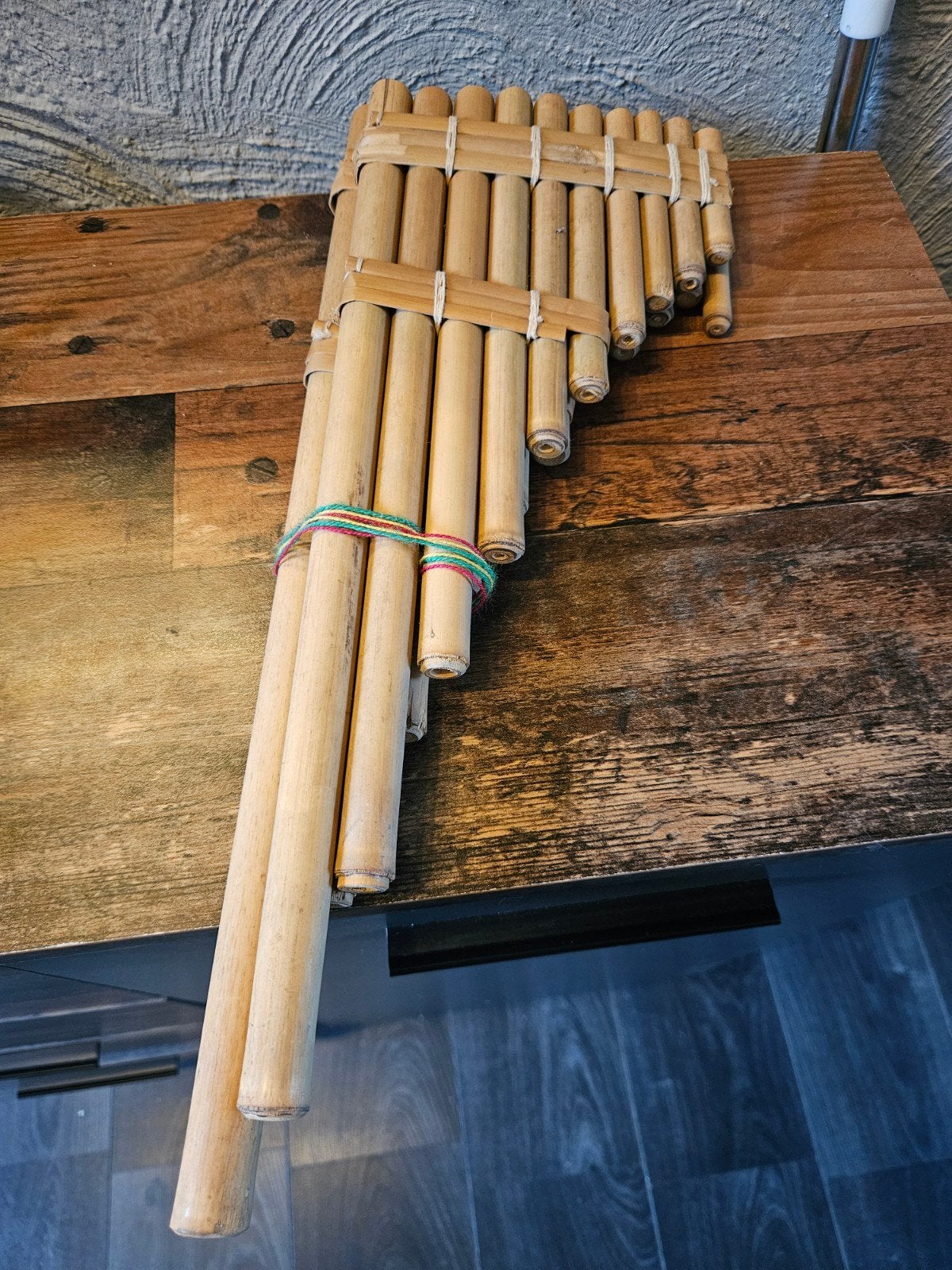 Mooie Panfluit - Handgemaakt Bamboe Muziekinstrument, Ophalen of Verzenden, Zo goed als nieuw, Houtblazer