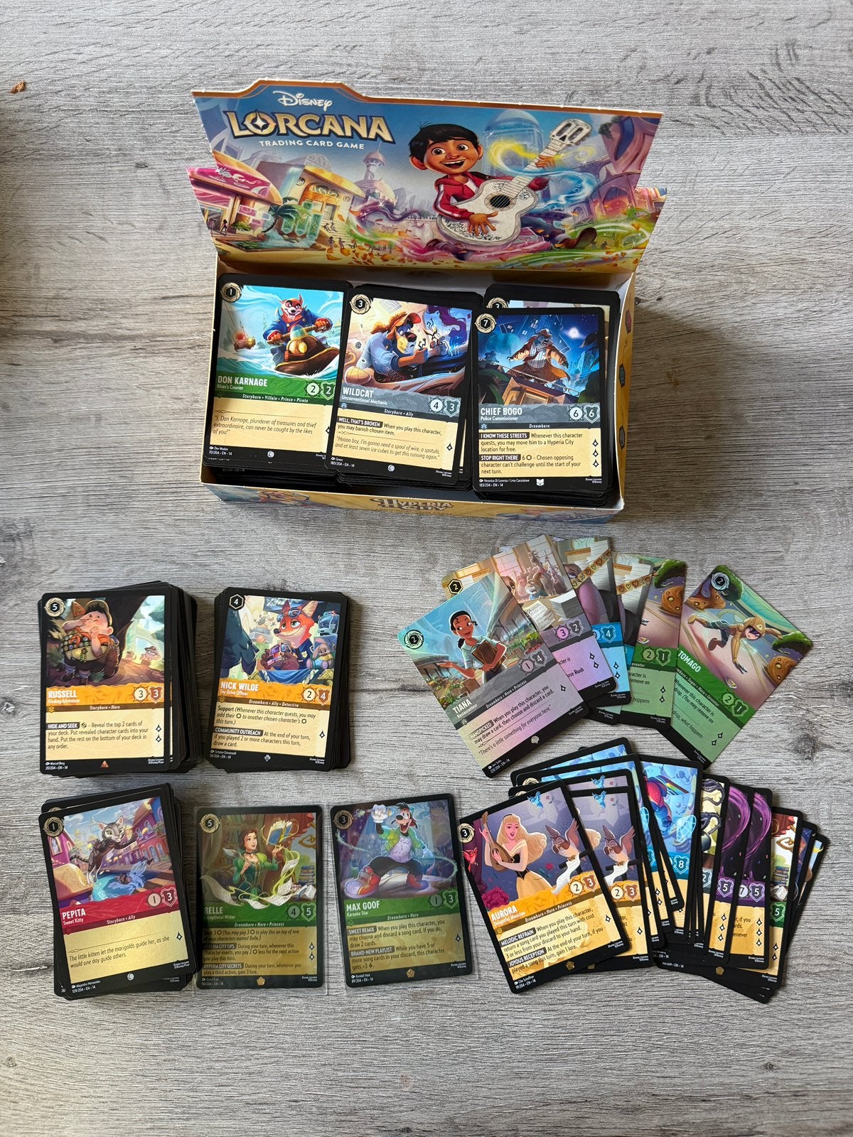 Lorcana kaarten set 14 hyperia city te koop, Ophalen of Verzenden, Nieuw, Meerdere kaarten, Foil