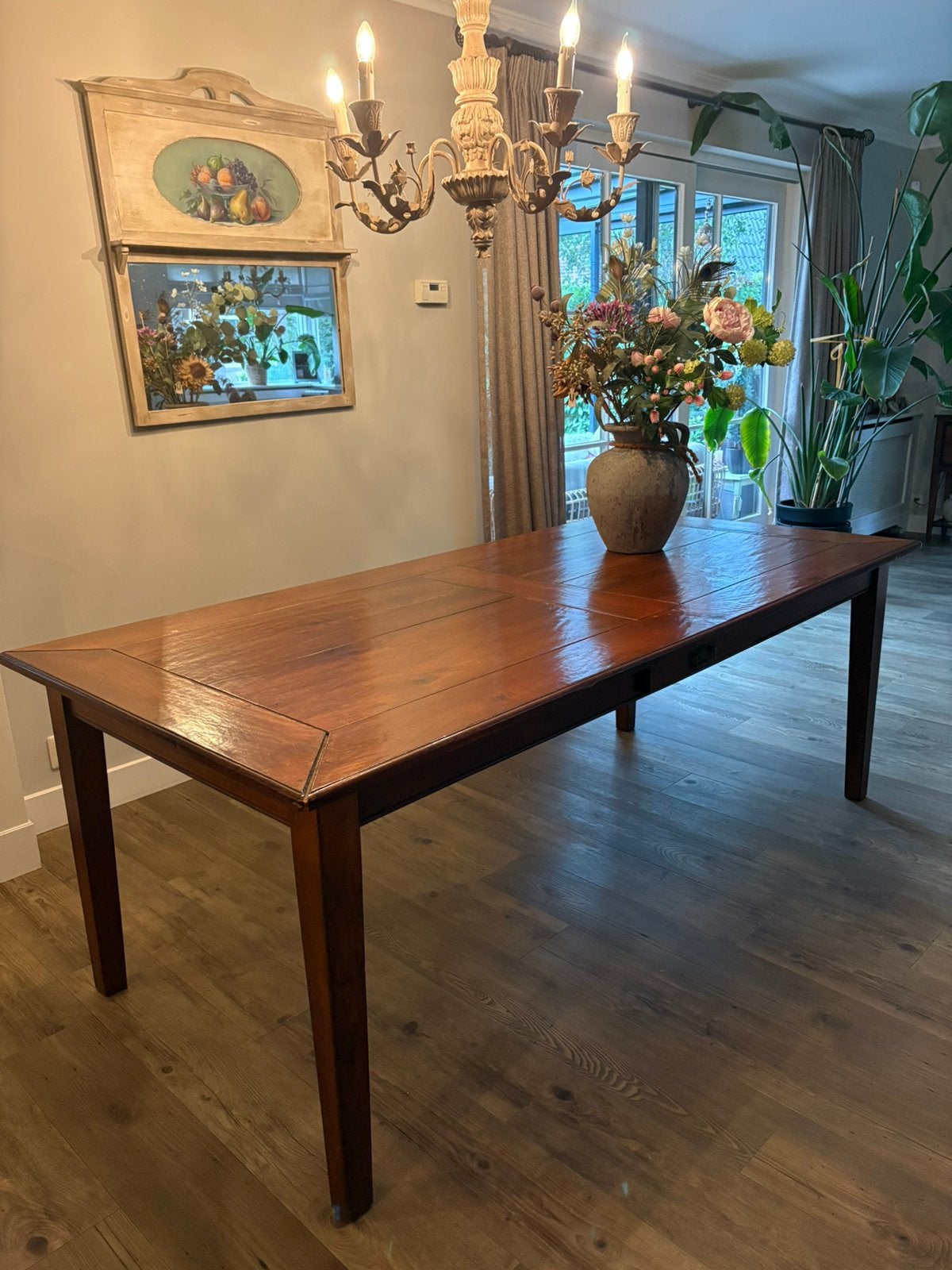 Eettafel massief kersenhout, Ophalen, Gebruikt, 200 cm of meer, 50 tot 100 cm