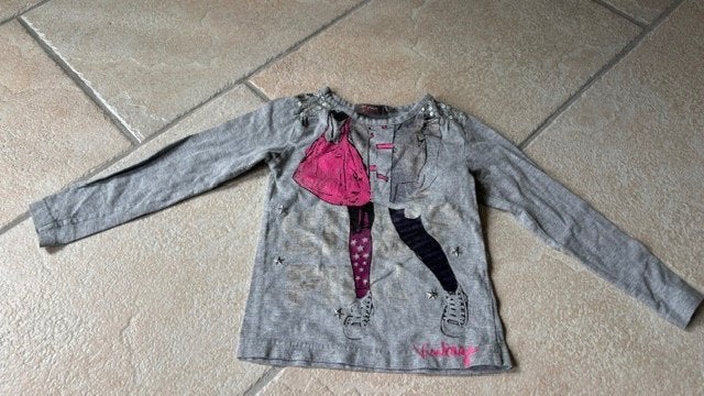 Shirt longsleeve grijs maat 98/104, Ophalen of Verzenden, Gebruikt, Meisje, Shirt of Longsleeve
