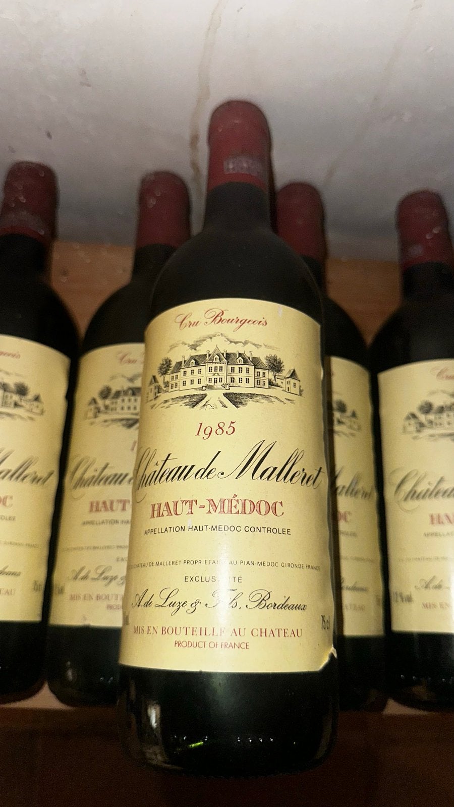 15 flessen Château de Malleret Haut-Médoc 1985, Ophalen of Verzenden, Gebruikt, Frankrijk, Rode wijn