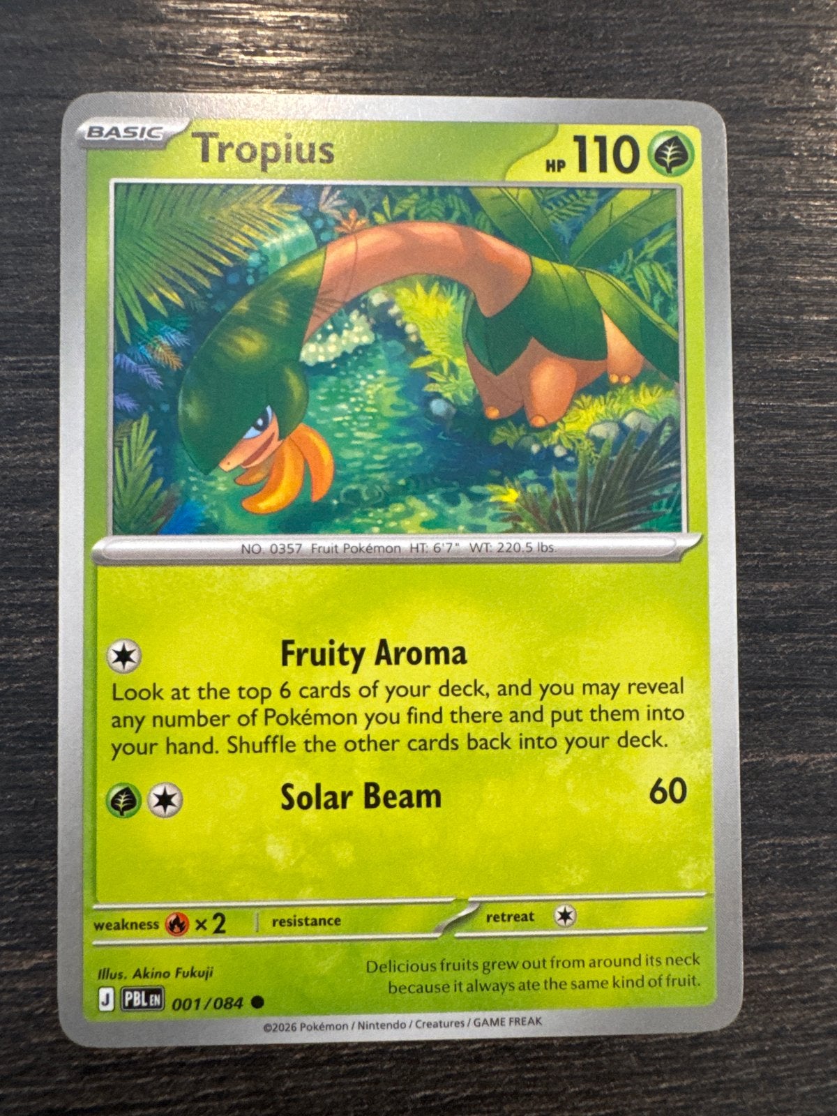 Tropius Pokémon Kaart - Basic HP 110 - Zo goed als nieuw, Ophalen of Verzenden, Zo goed als nieuw, Losse kaart