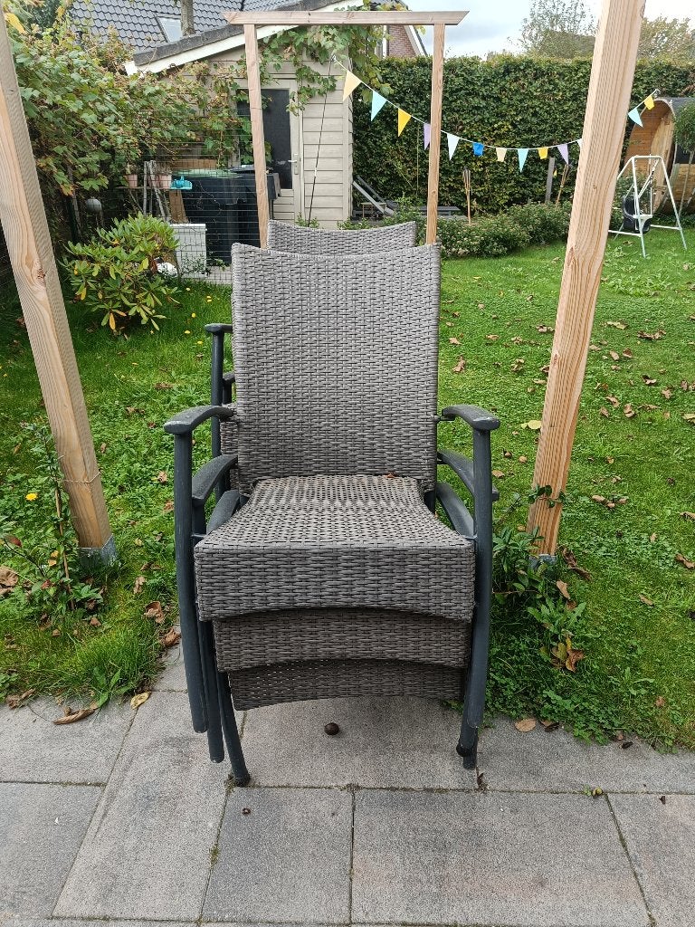 6 tuinstoelen, Ophalen, Gebruikt, Kunststof, Stapelbaar