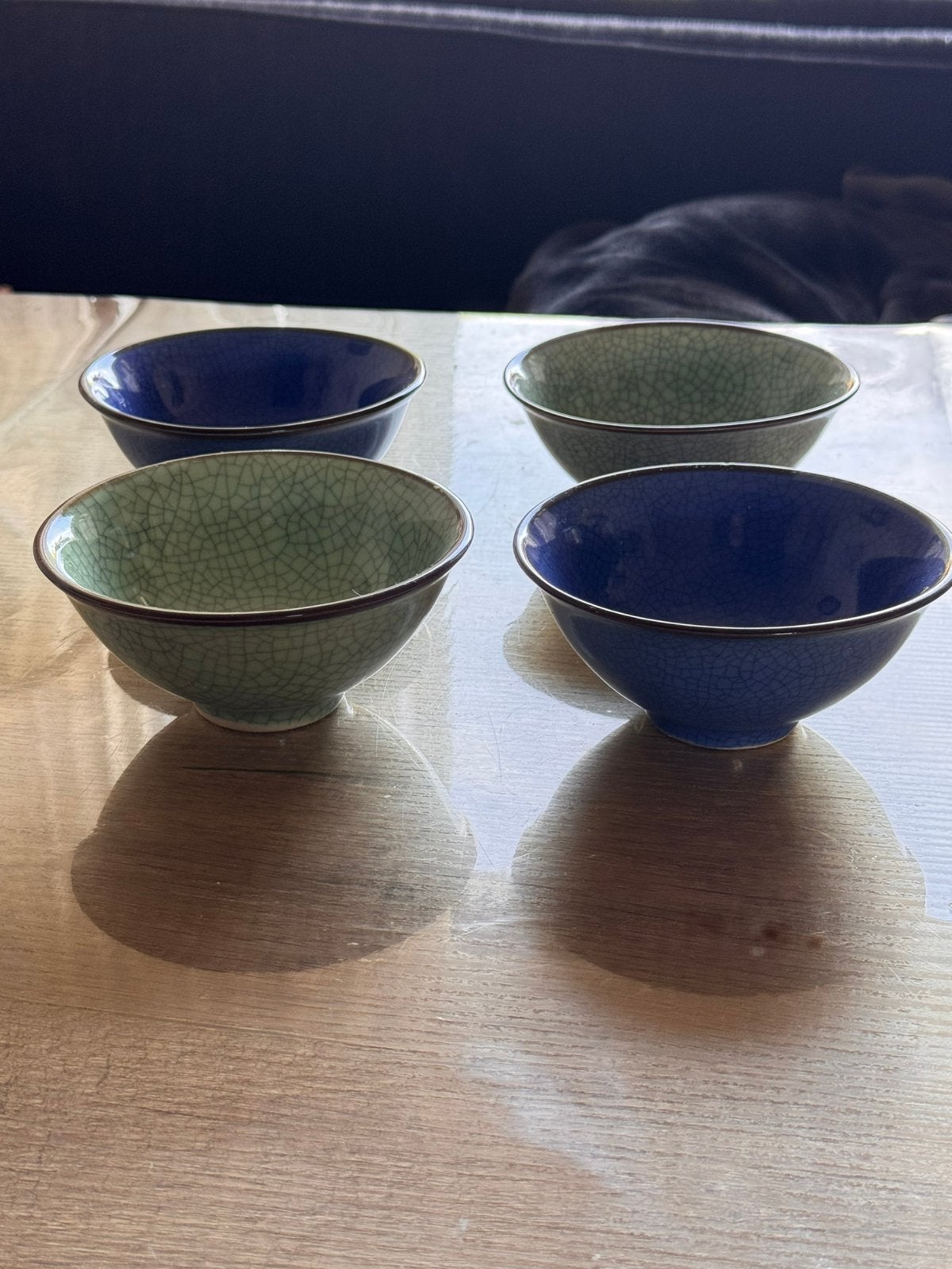 Set 4x Chinese Theekommetjes - Ge-ware Crackle Glaze, Ophalen of Verzenden, Zo goed als nieuw