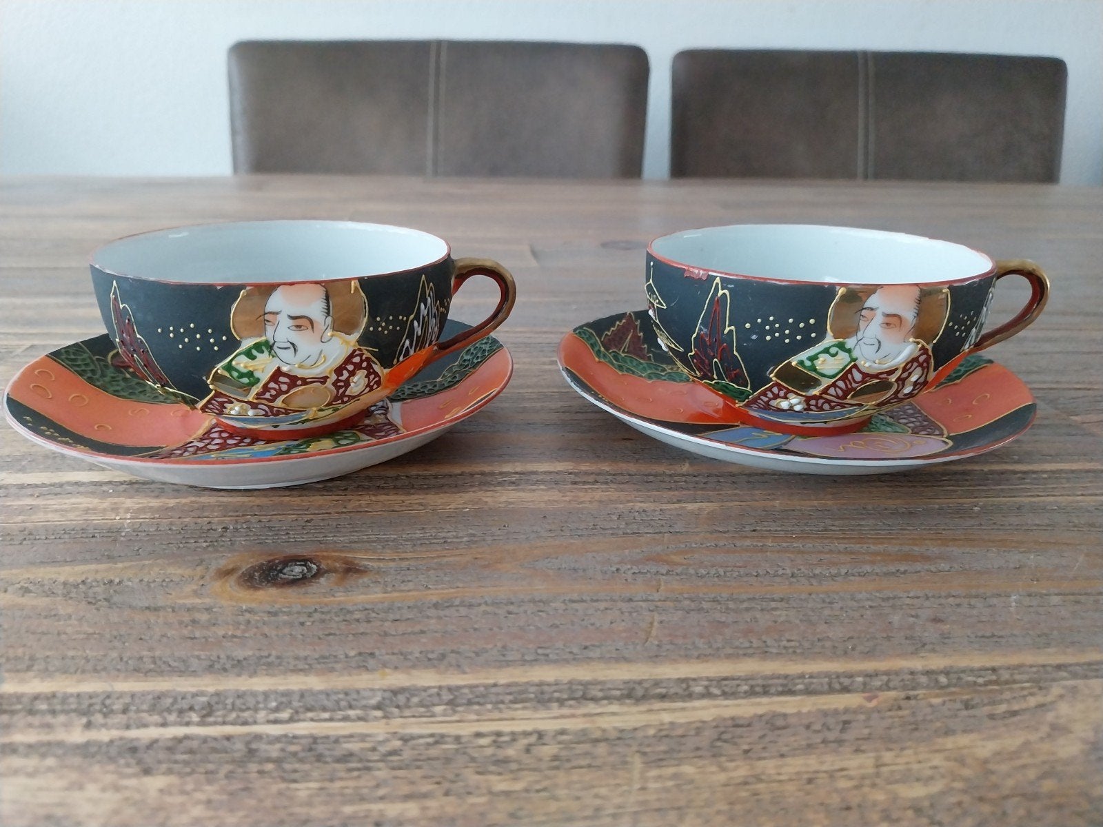 Japans satsuma Moriage stijl kop en schotels, Antiek en Kunst, Ophalen of Verzenden