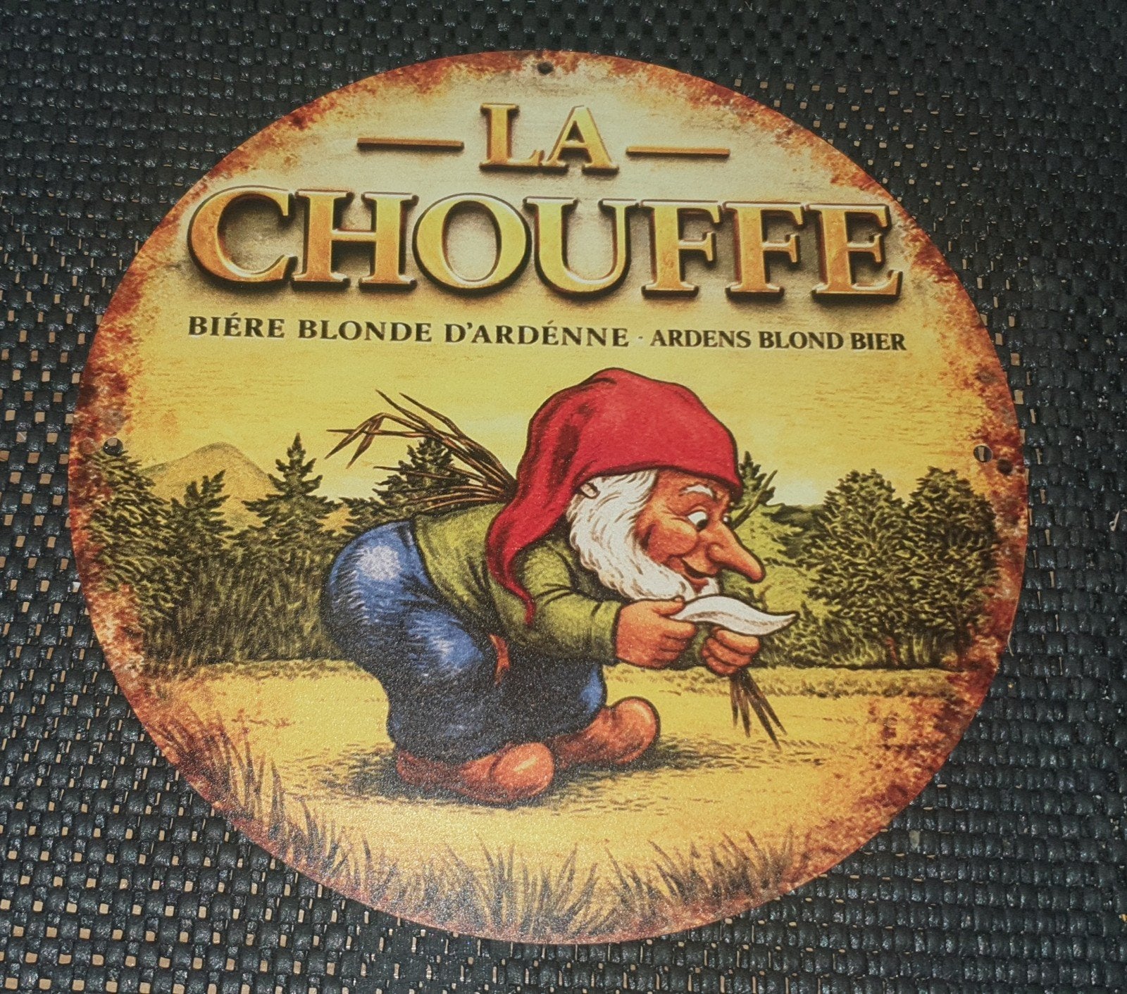 La Chouffe wandbord - diameter 20 cm, Verzamelen, Merken en Reclamevoorwerpen, Ophalen of Verzenden, Nieuw, Reclamebord