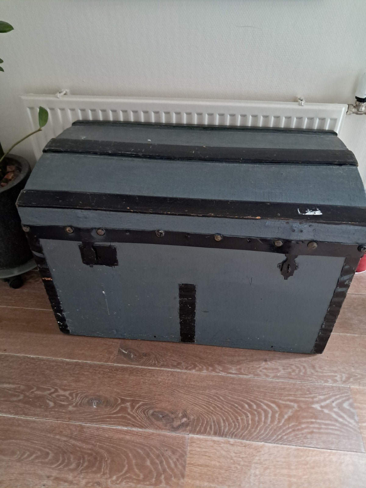 Antieke reiskist J. Scheenhouwer, Huis en Inrichting, Ophalen, 50 – 75, Gebruikt, 50 tot 100 cm