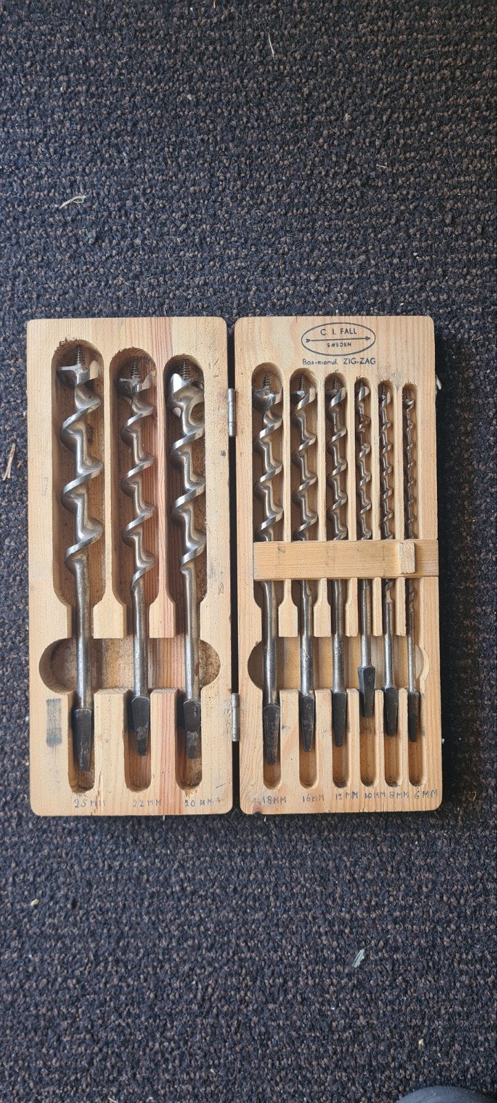 Vintage C.I. Fall Zweden Houtboren Set - ZIG-ZAG, Ophalen