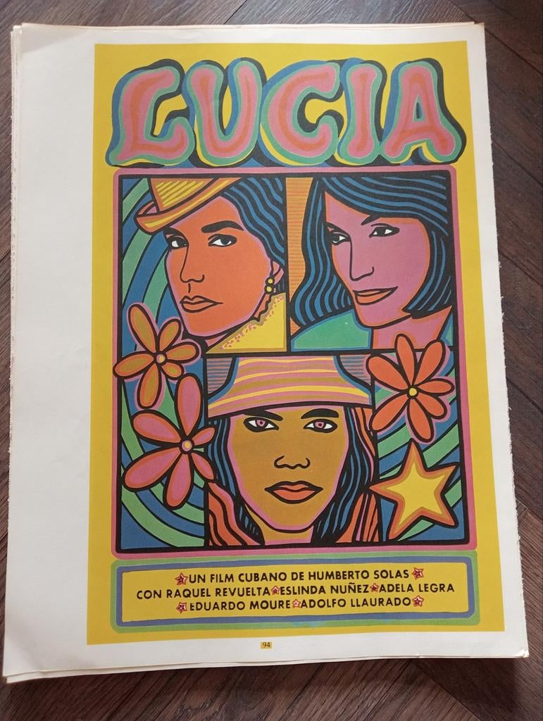 Lucia film affiche Cuba 1970 Pop Art, Ophalen of Verzenden, Gebruikt, A1 t/m A3, Film en Tv