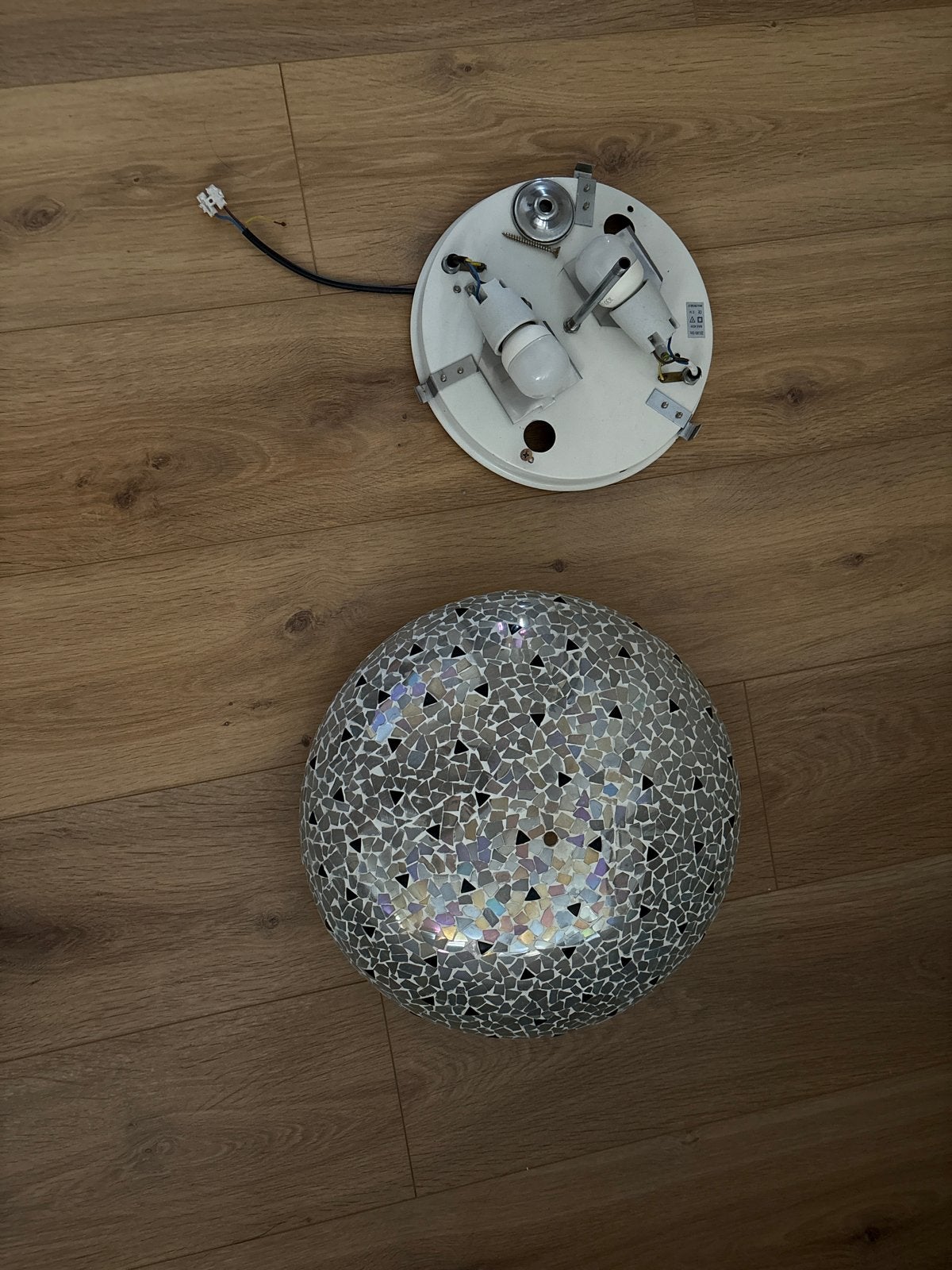 Plafondlamp met mozaïek glazen kap, Ophalen, Overige merken, Gebruikt, GU10