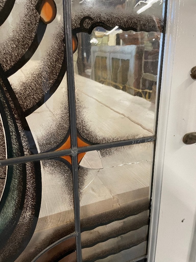 Set schuif / en-suite deuren met glas in lood 229x177cm., Ophalen